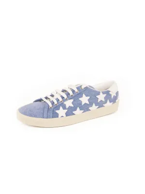 Star Embroidered Sneakers - White / Blue