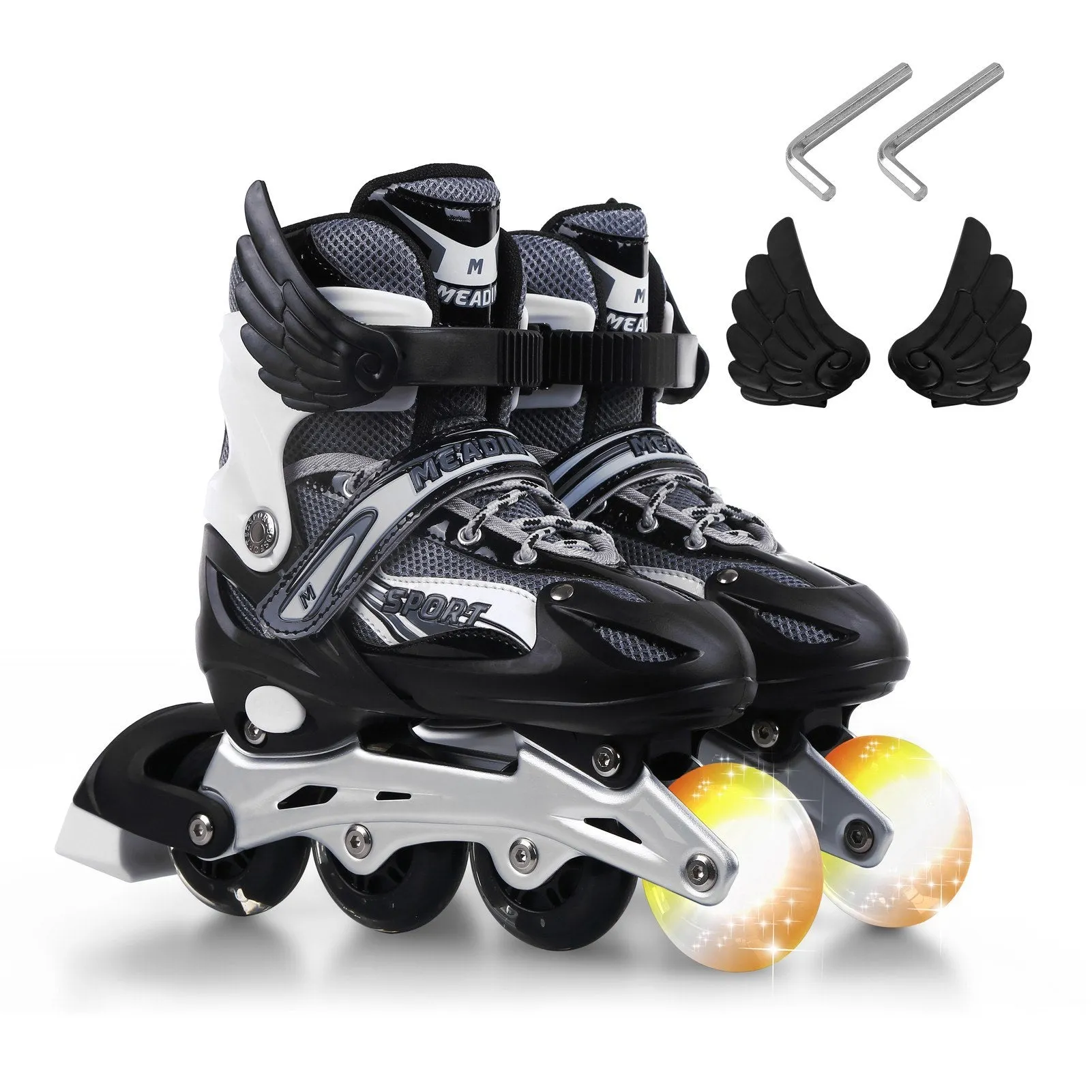 1 Pair Adjustable Roller Skates Children Flash Inline Skates Shoes Children Teens Beginner Advance