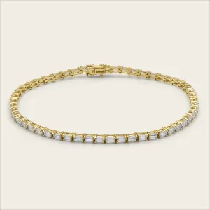 14k Solid Gold Diamond Baguette Tennis Bracelet