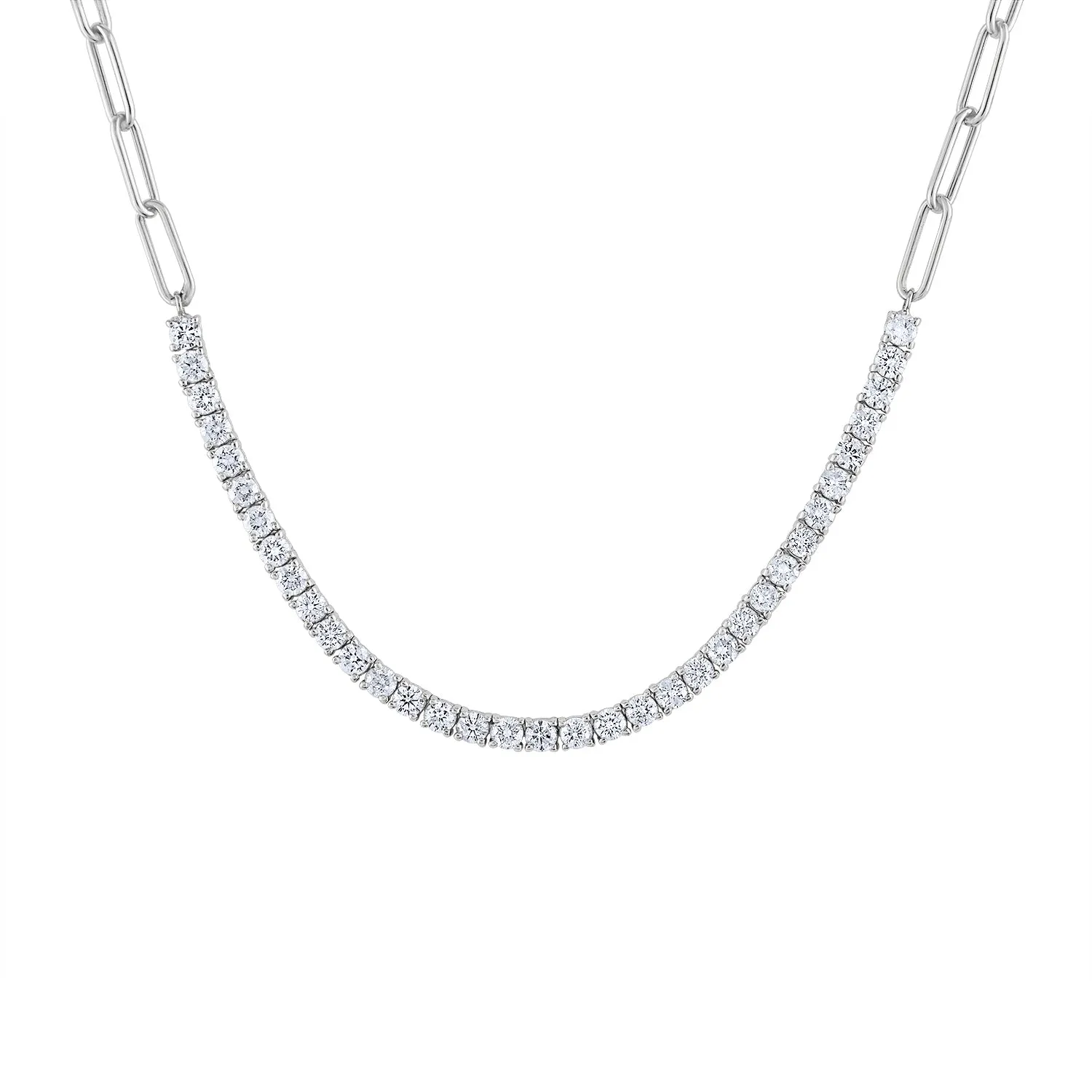 14KT GOLD DIAMOND TENNIS & RECTANGLE LINK NECKLACE