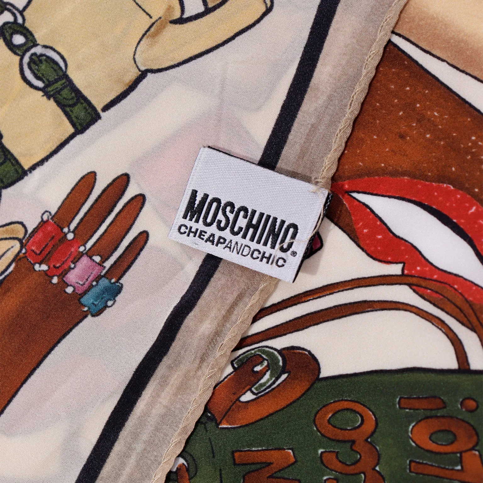 1990s Vintage Moschino Dress Like a Star Fashion Accessories Silk Scarf