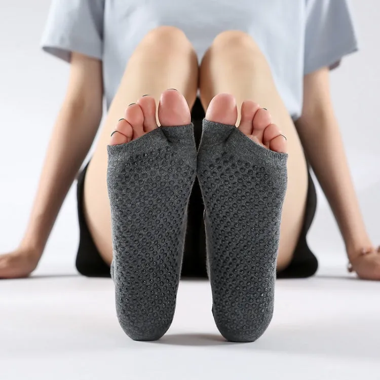 2 Pair Two-Toed Yoga Socks Clogs Socks Non-Slip Sports Cotton Socks, Size: One Size(Light Grey)