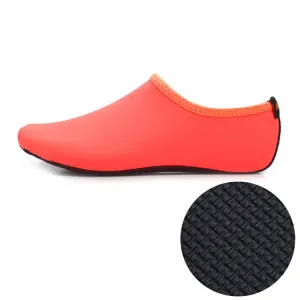 3mm Non-slip Rubber Embossing Texture Sole Solid Color Diving Shoes and Socks, One Pair, Size:L (Orange)