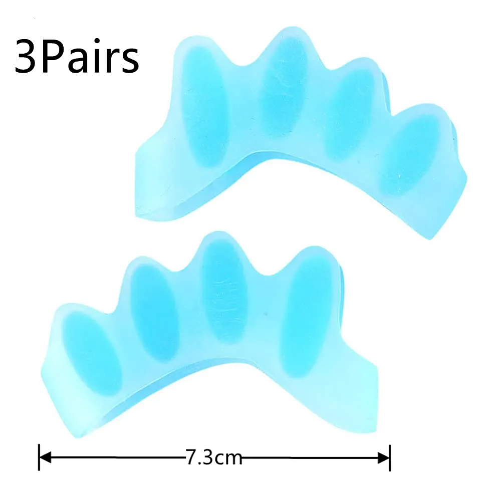 3Pairs Bunion Separators Blue Toe Correctors Gel Toe Correctors for Different People with Overlapping Toes and Claw Toes