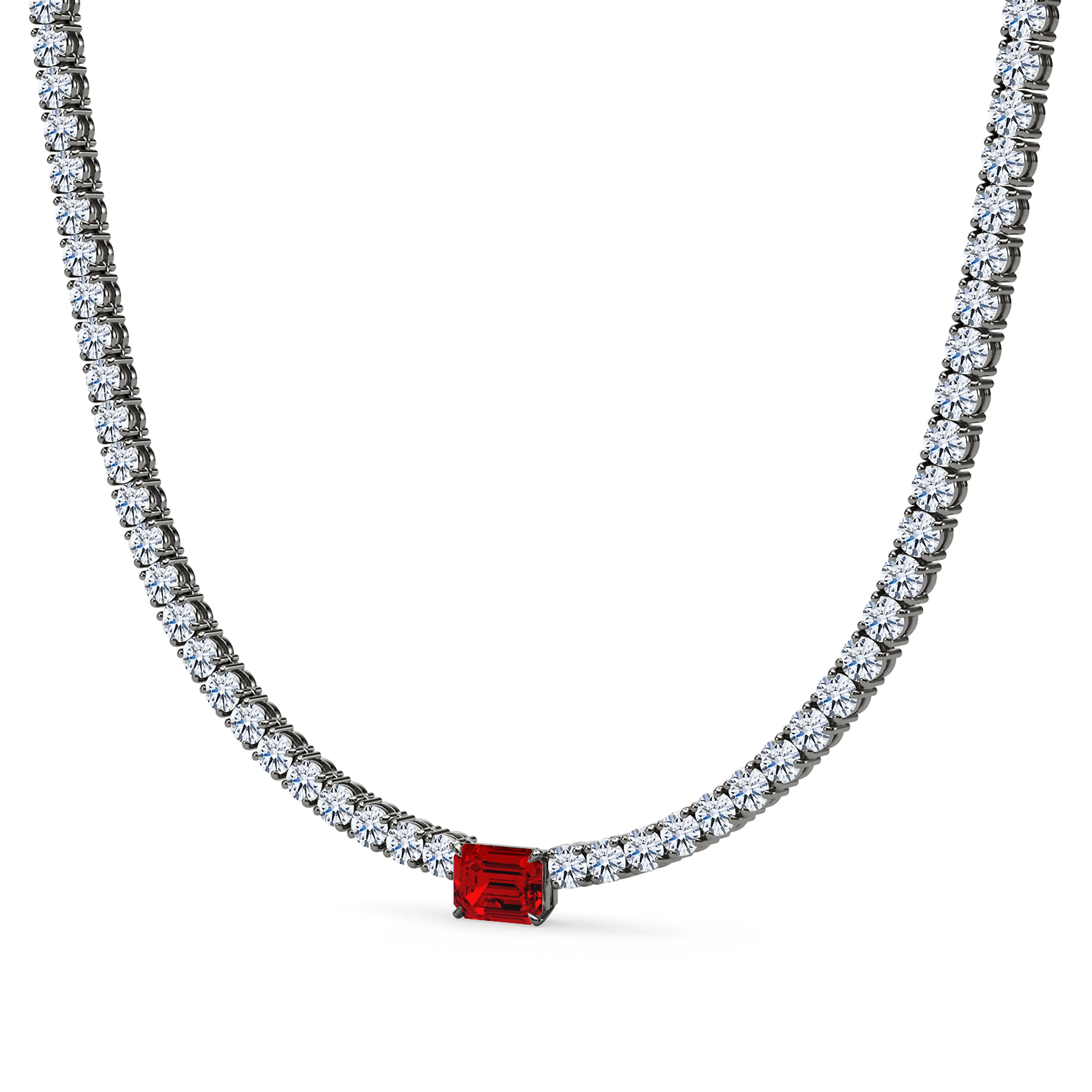 4 Prong Diamond & Birthstone Tennis Chain Necklace