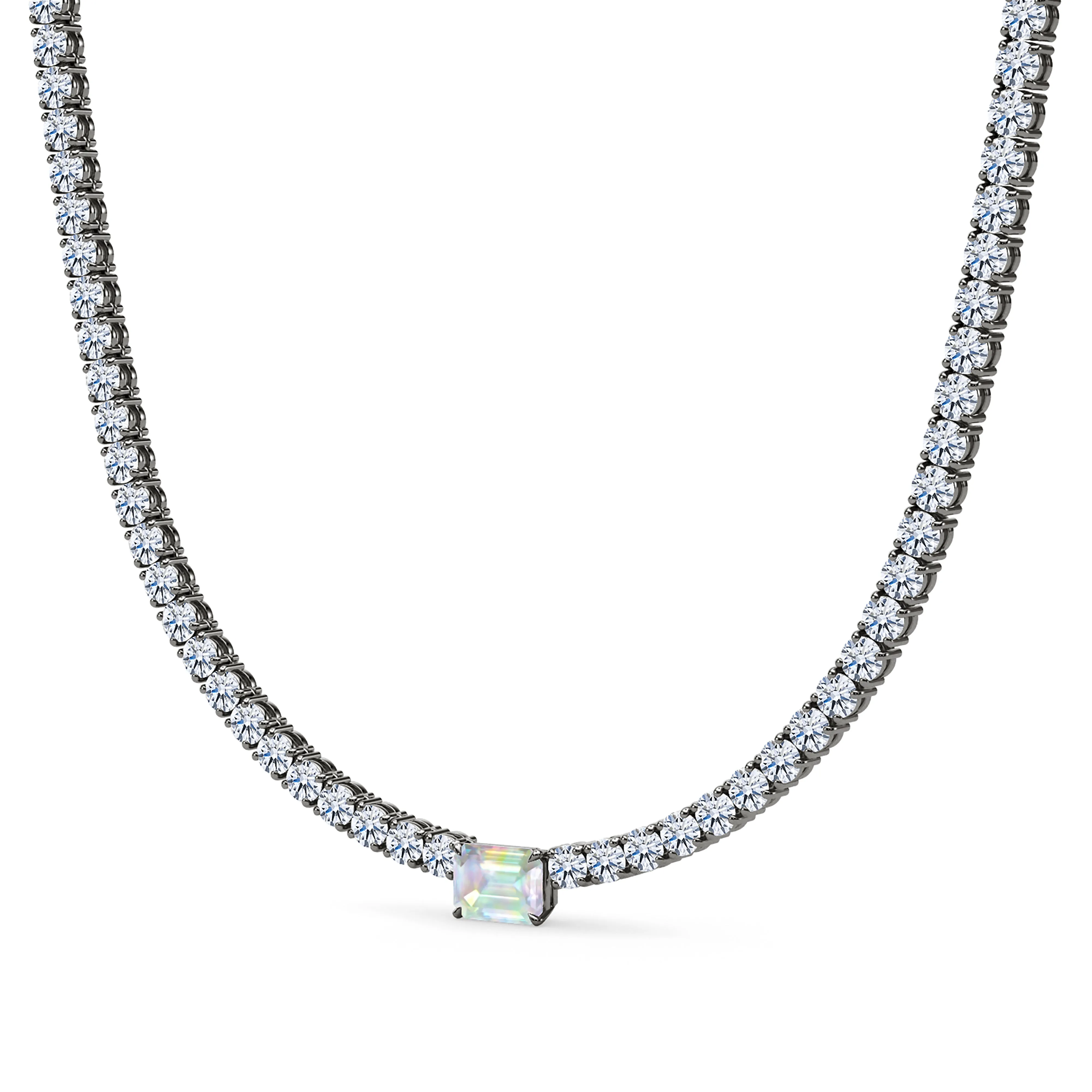 4 Prong Diamond & Birthstone Tennis Chain Necklace