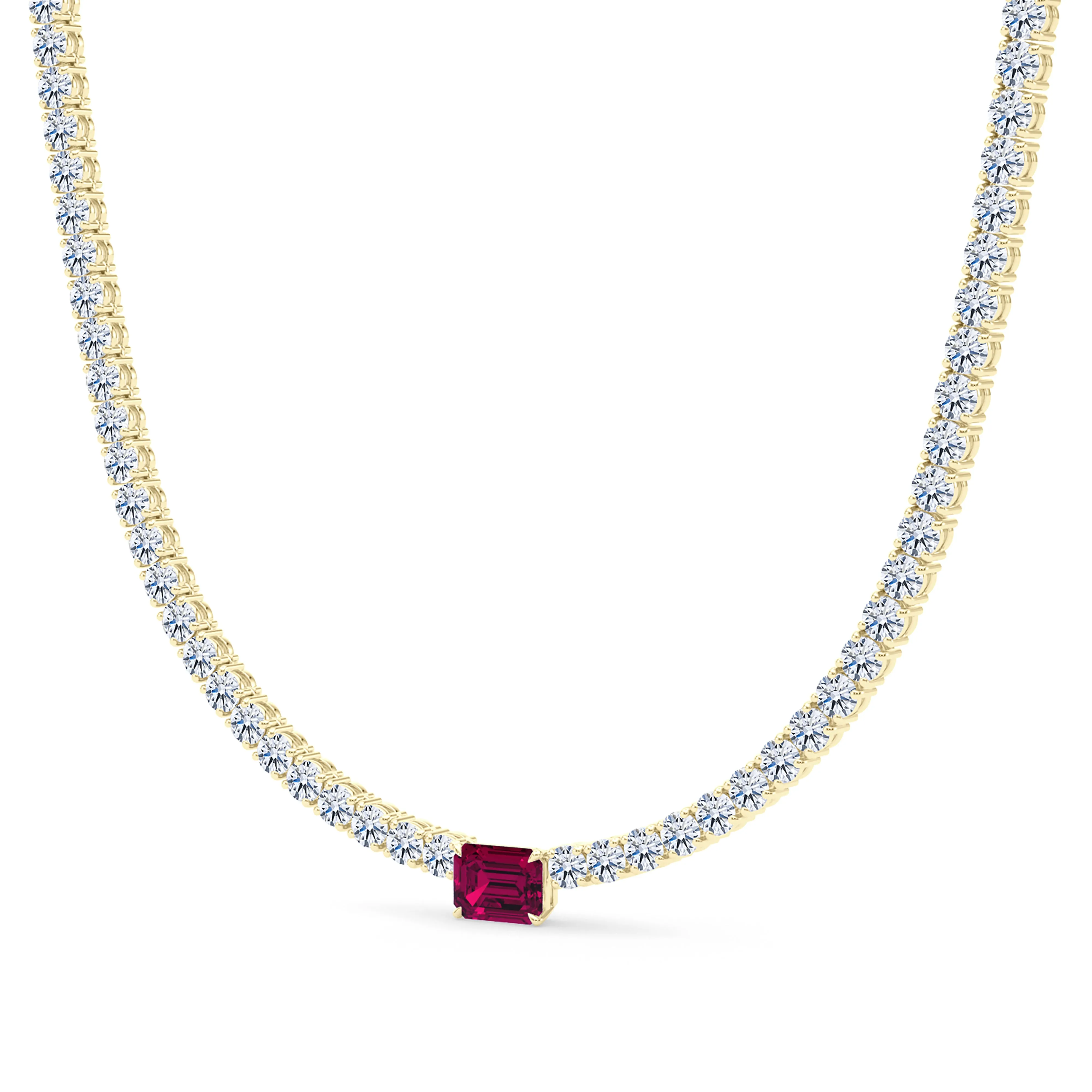 4 Prong Diamond & Birthstone Tennis Chain Necklace