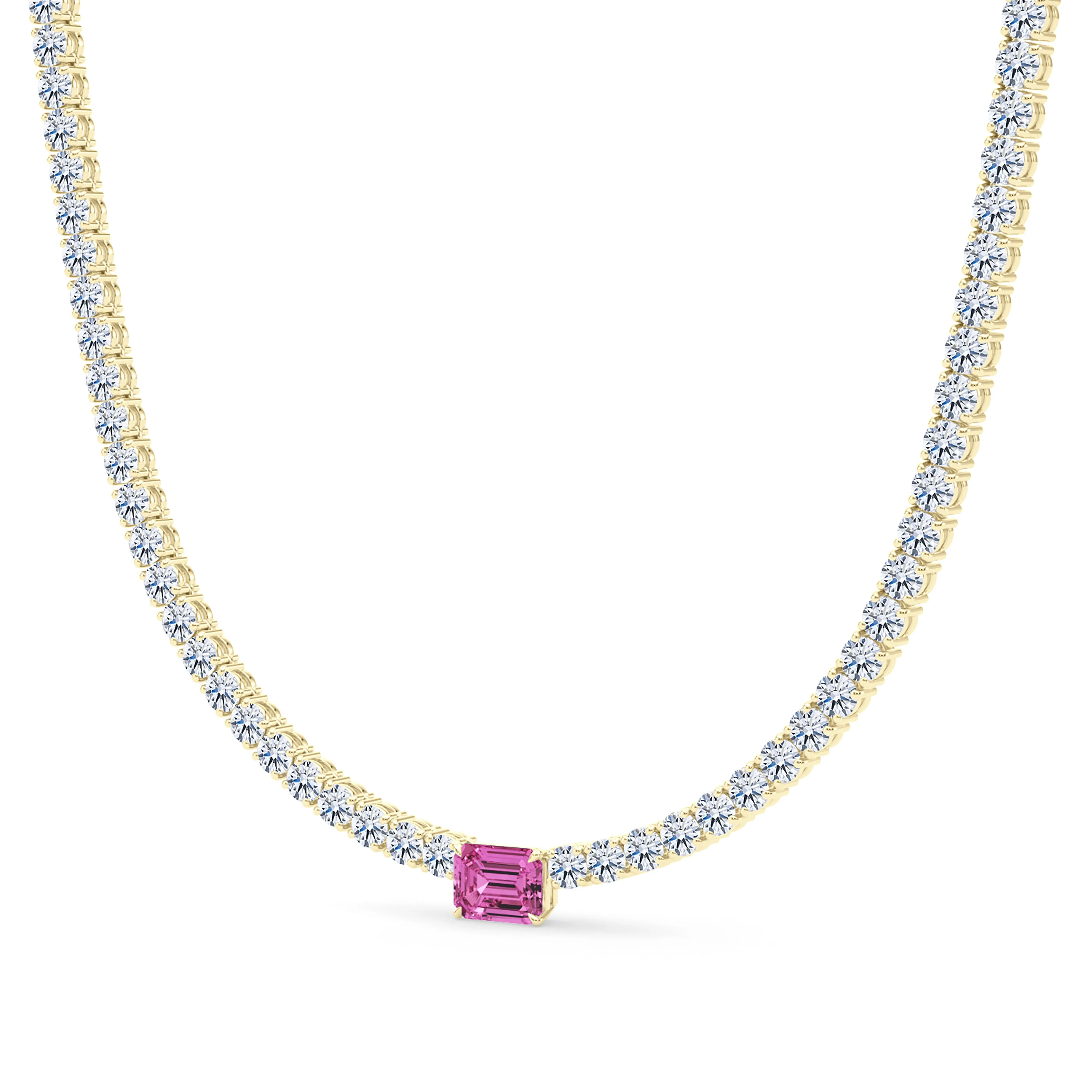 4 Prong Diamond & Birthstone Tennis Chain Necklace