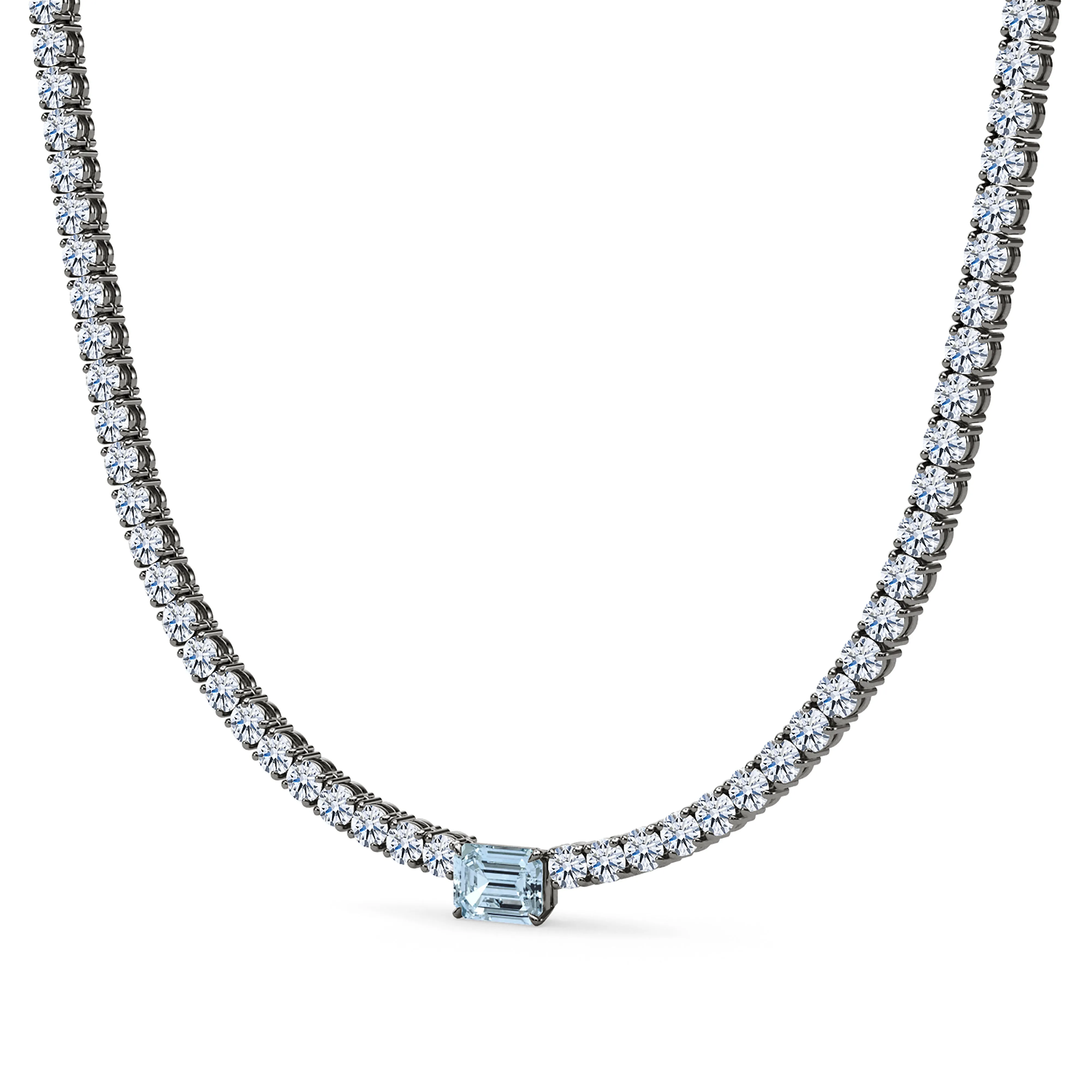 4 Prong Diamond & Birthstone Tennis Chain Necklace