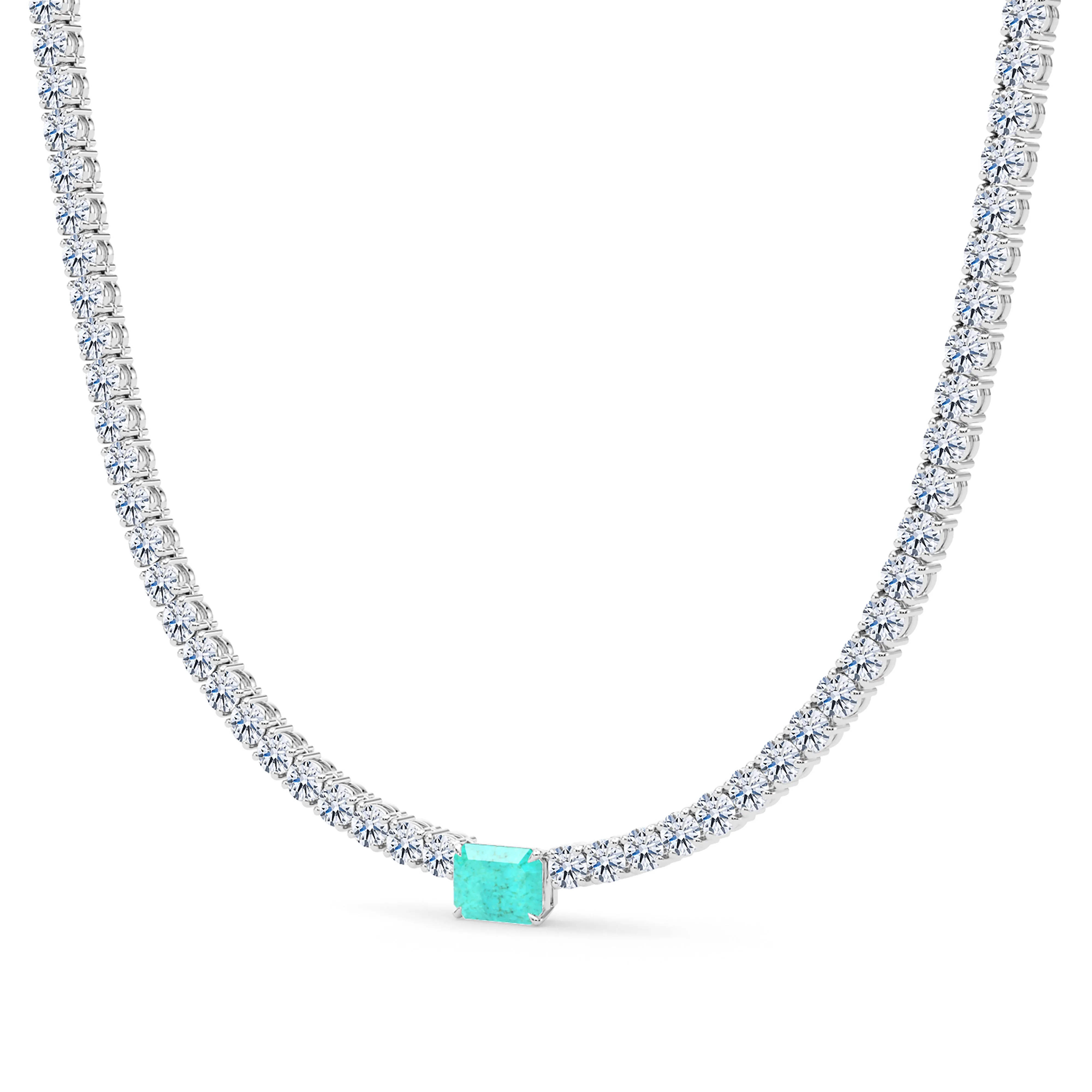 4 Prong Diamond & Birthstone Tennis Chain Necklace