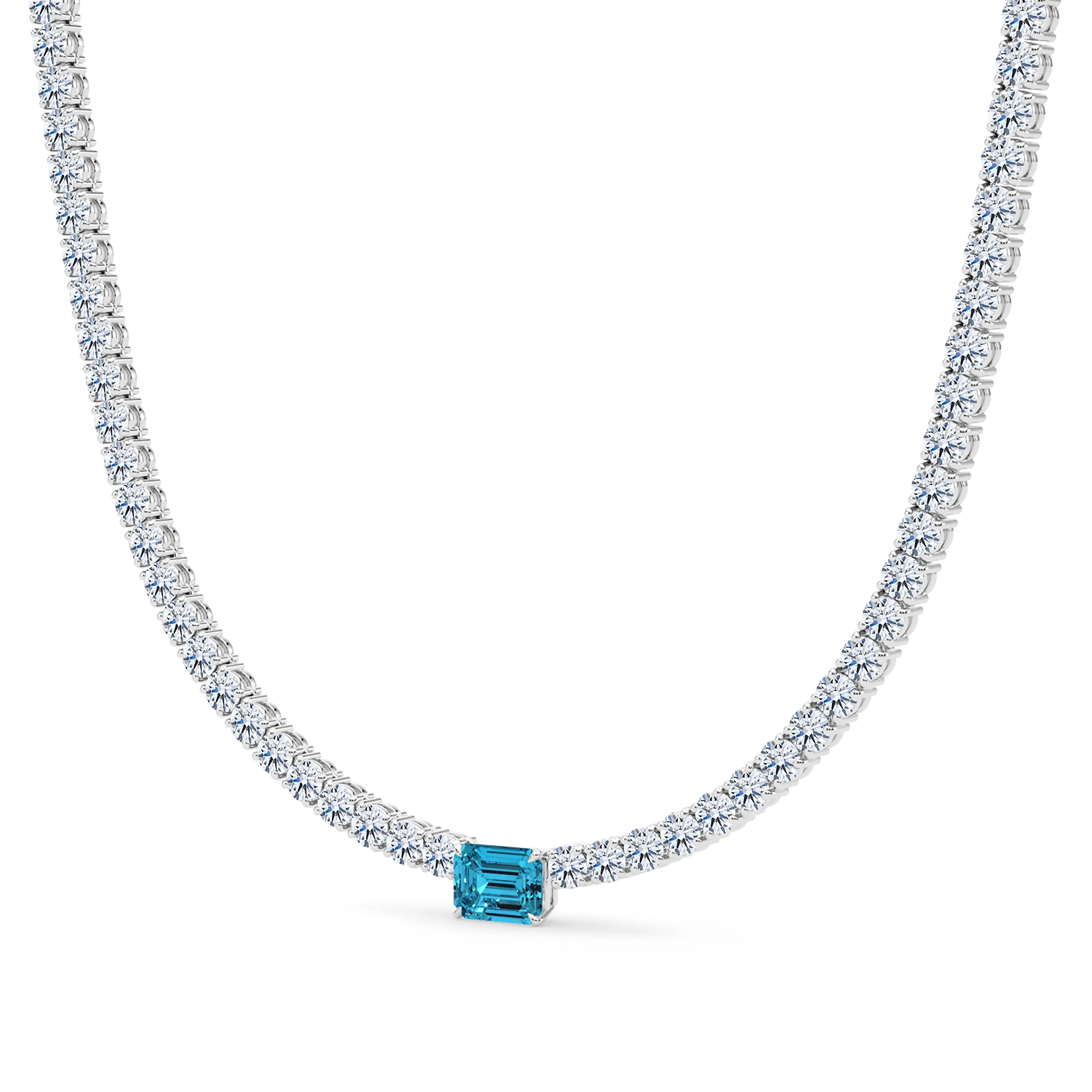 4 Prong Diamond & Birthstone Tennis Chain Necklace