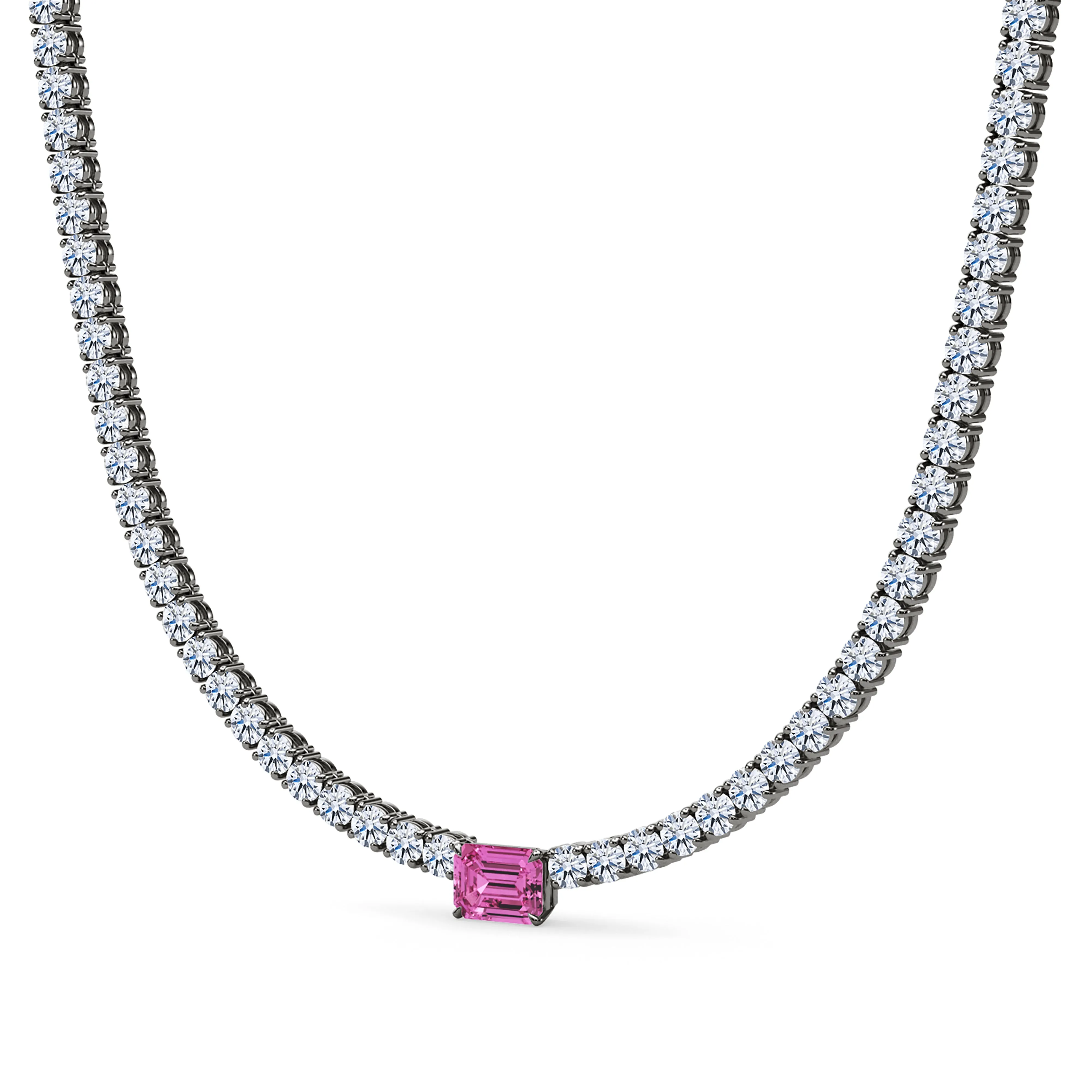 4 Prong Diamond & Birthstone Tennis Chain Necklace