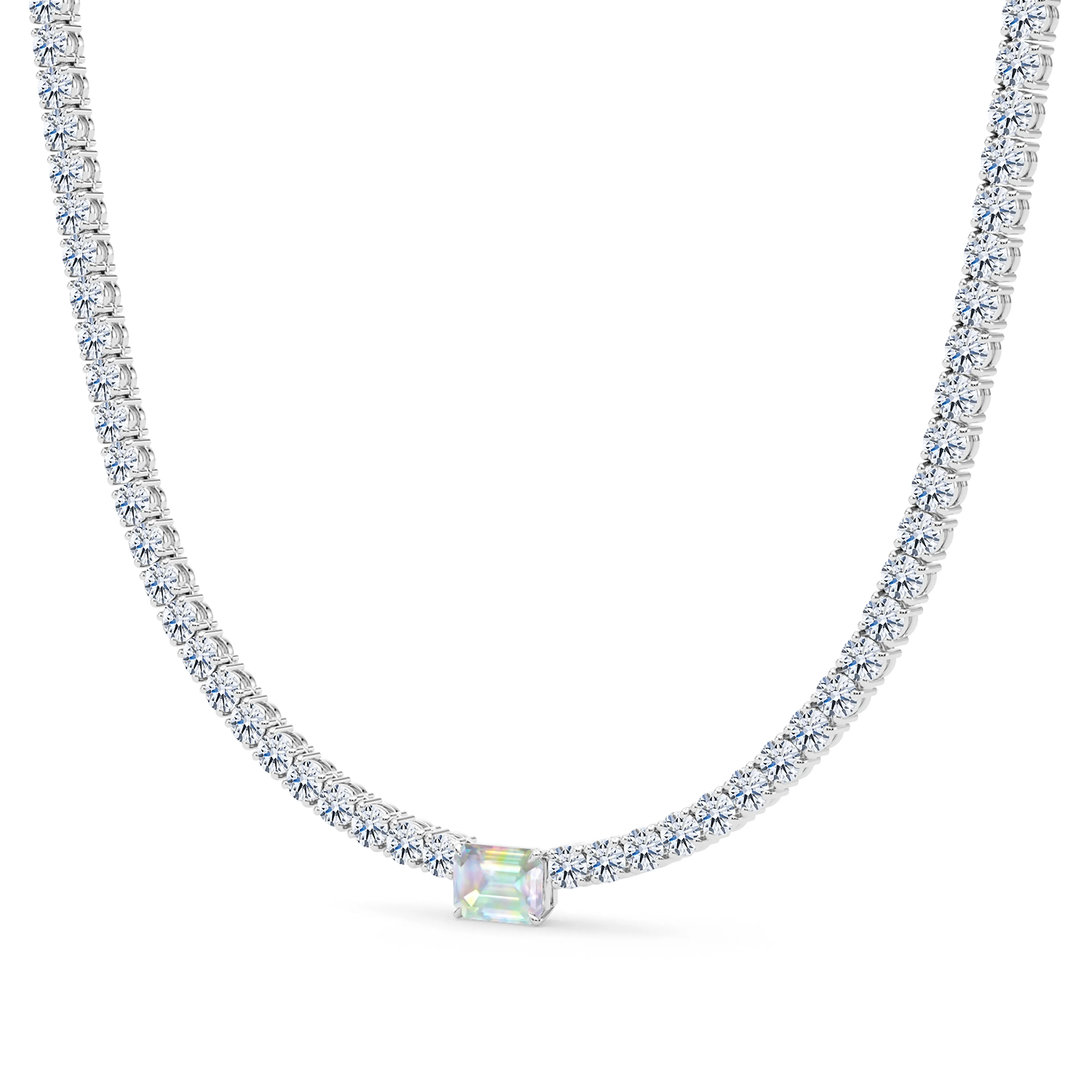 4 Prong Diamond & Birthstone Tennis Chain Necklace