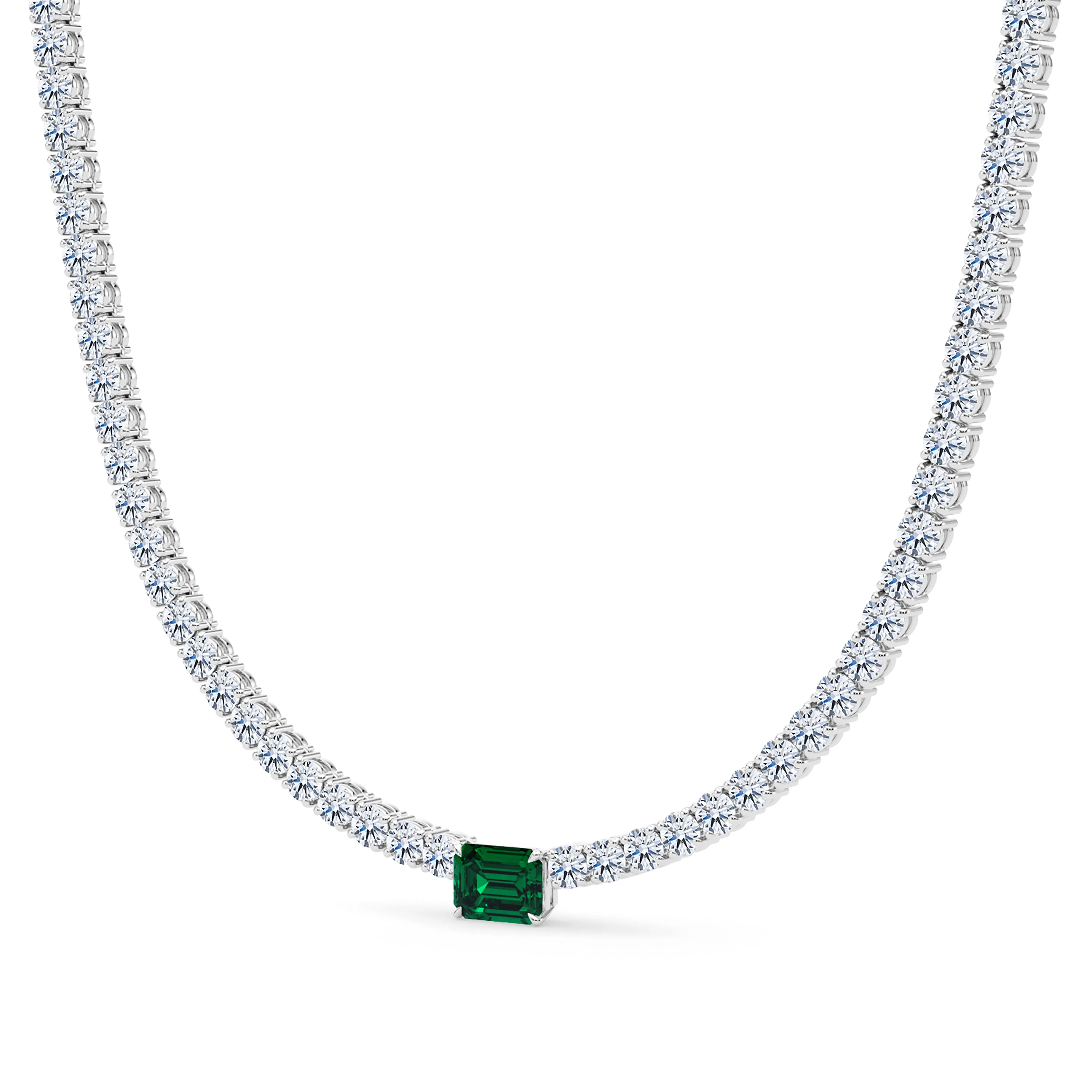 4 Prong Diamond & Birthstone Tennis Chain Necklace