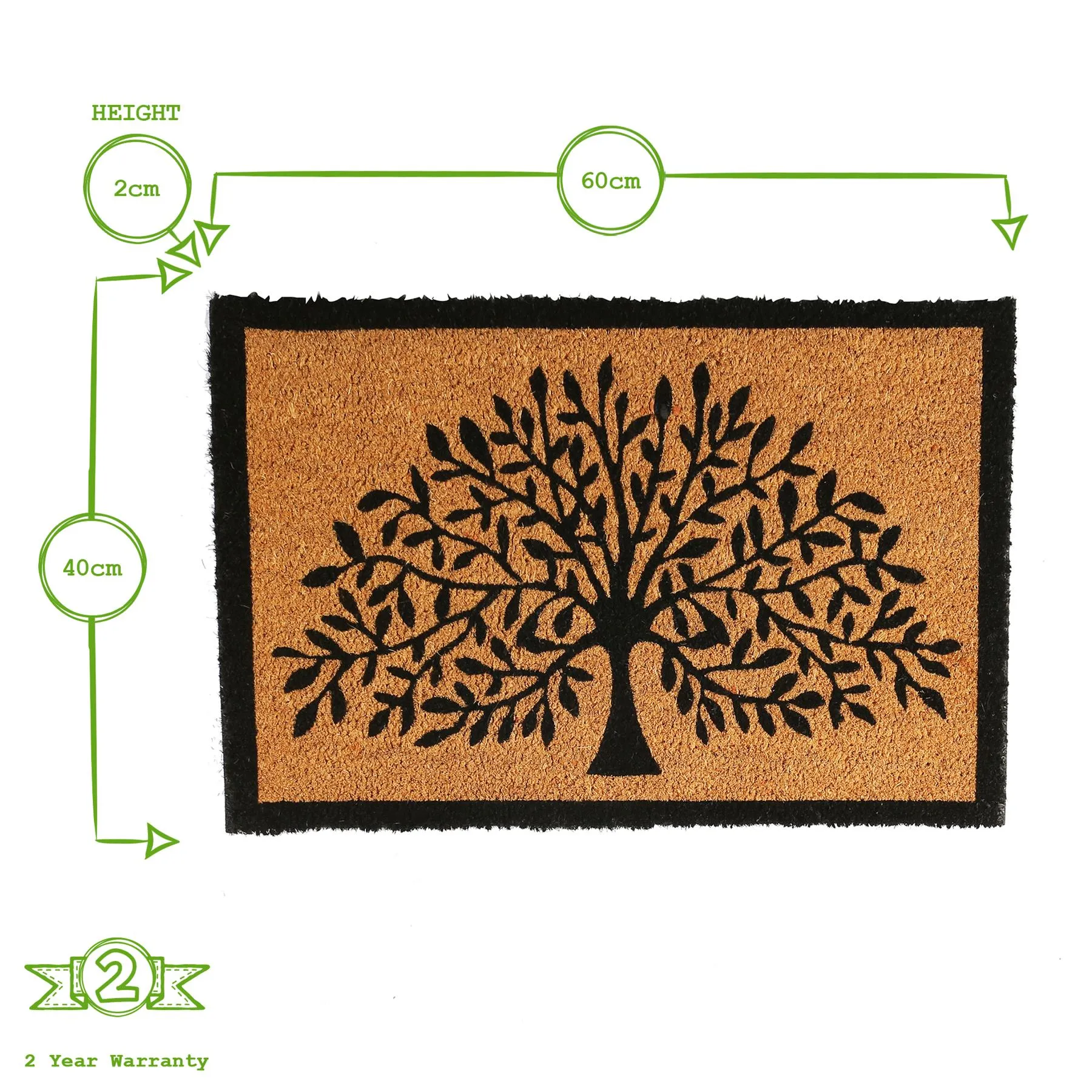 60cm x 40cm Tree of Life Coir Door Mat - By Nicola Spring