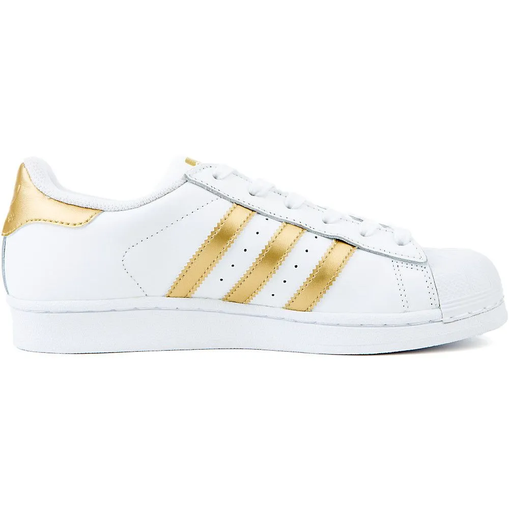 Adidas Kid's Superstar J Shoes - White / Gold Metallic