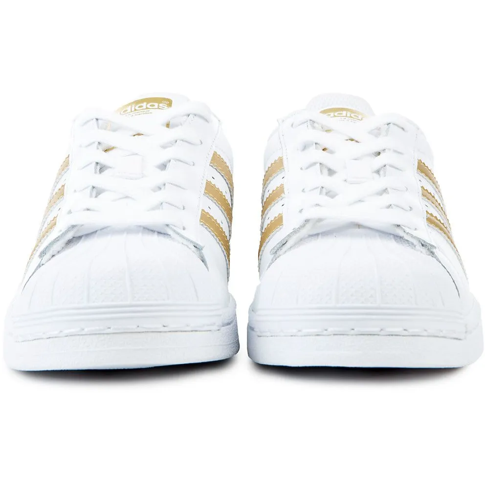 Adidas Kid's Superstar J Shoes - White / Gold Metallic