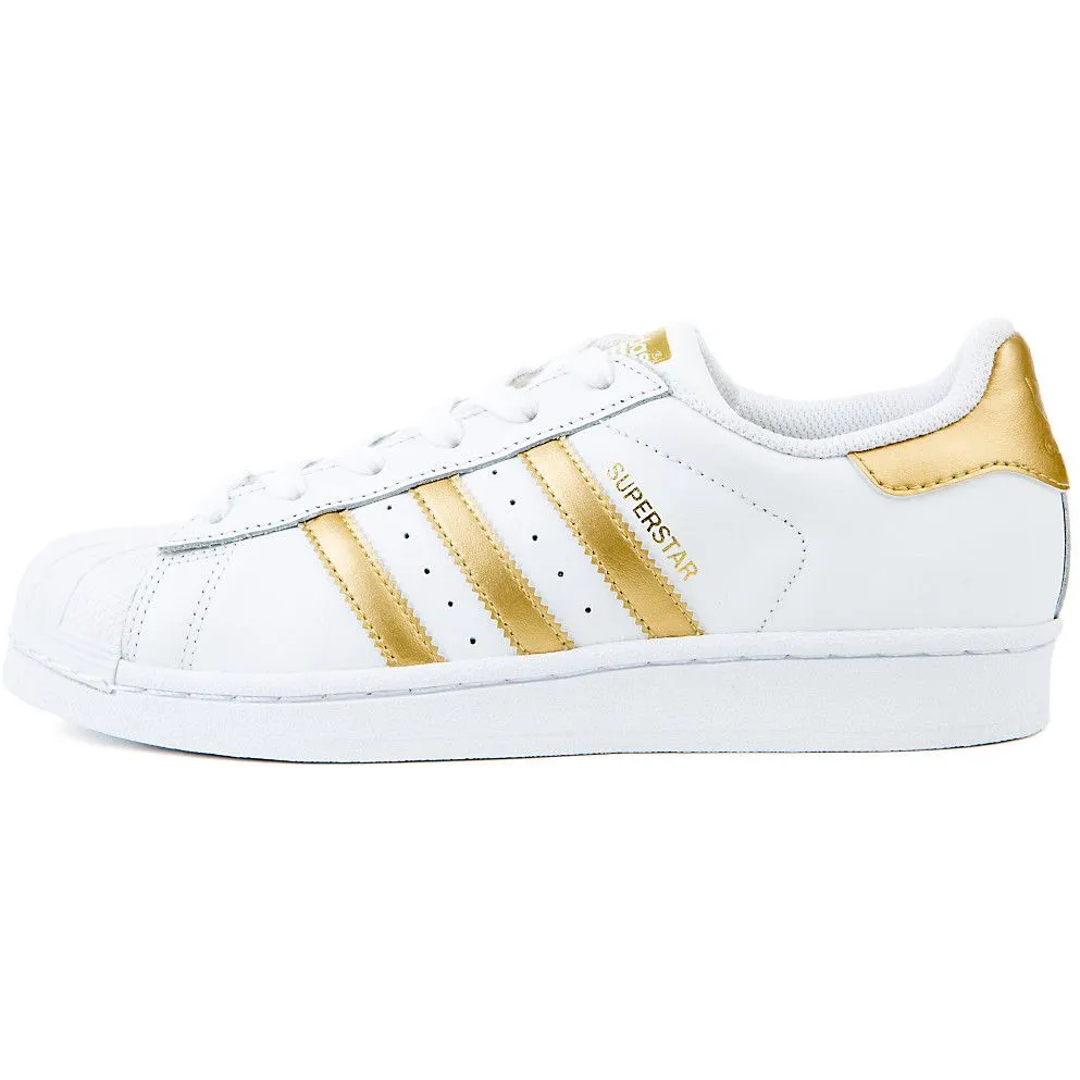 Adidas Kid's Superstar J Shoes - White / Gold Metallic