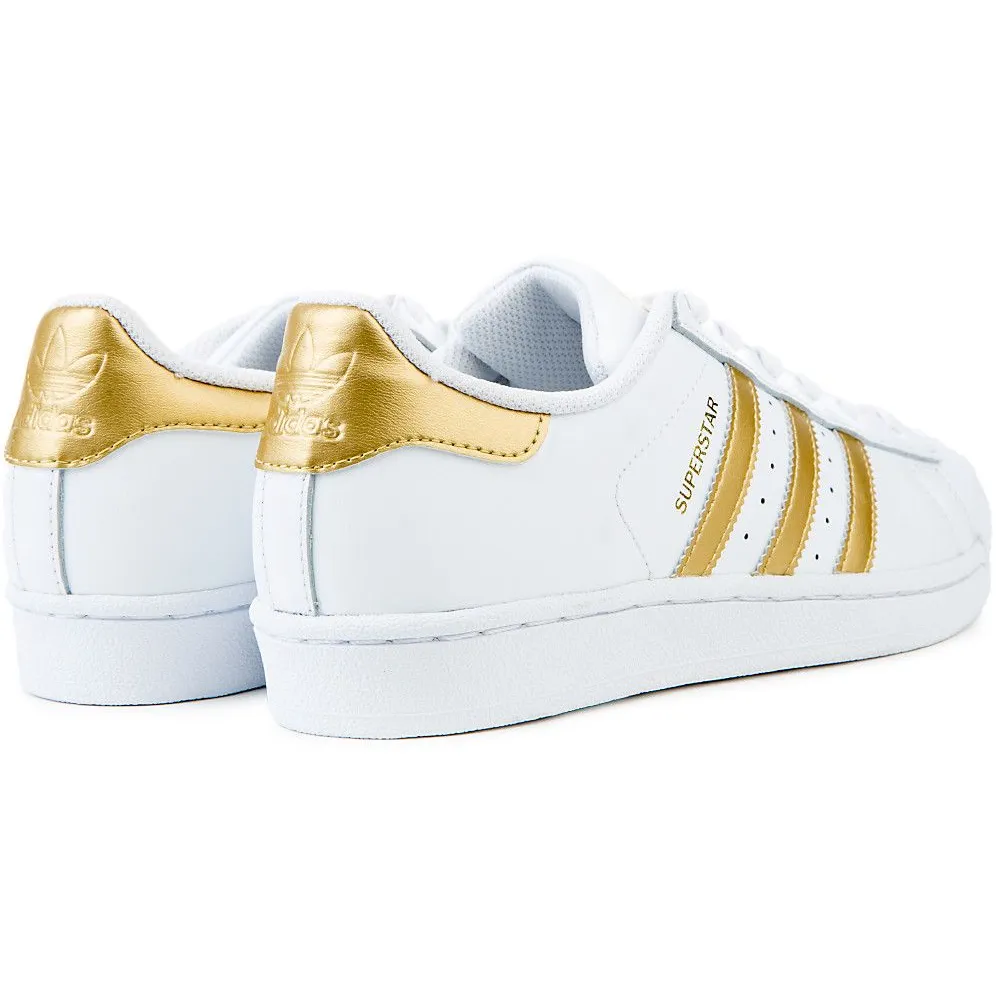 Adidas Kid's Superstar J Shoes - White / Gold Metallic