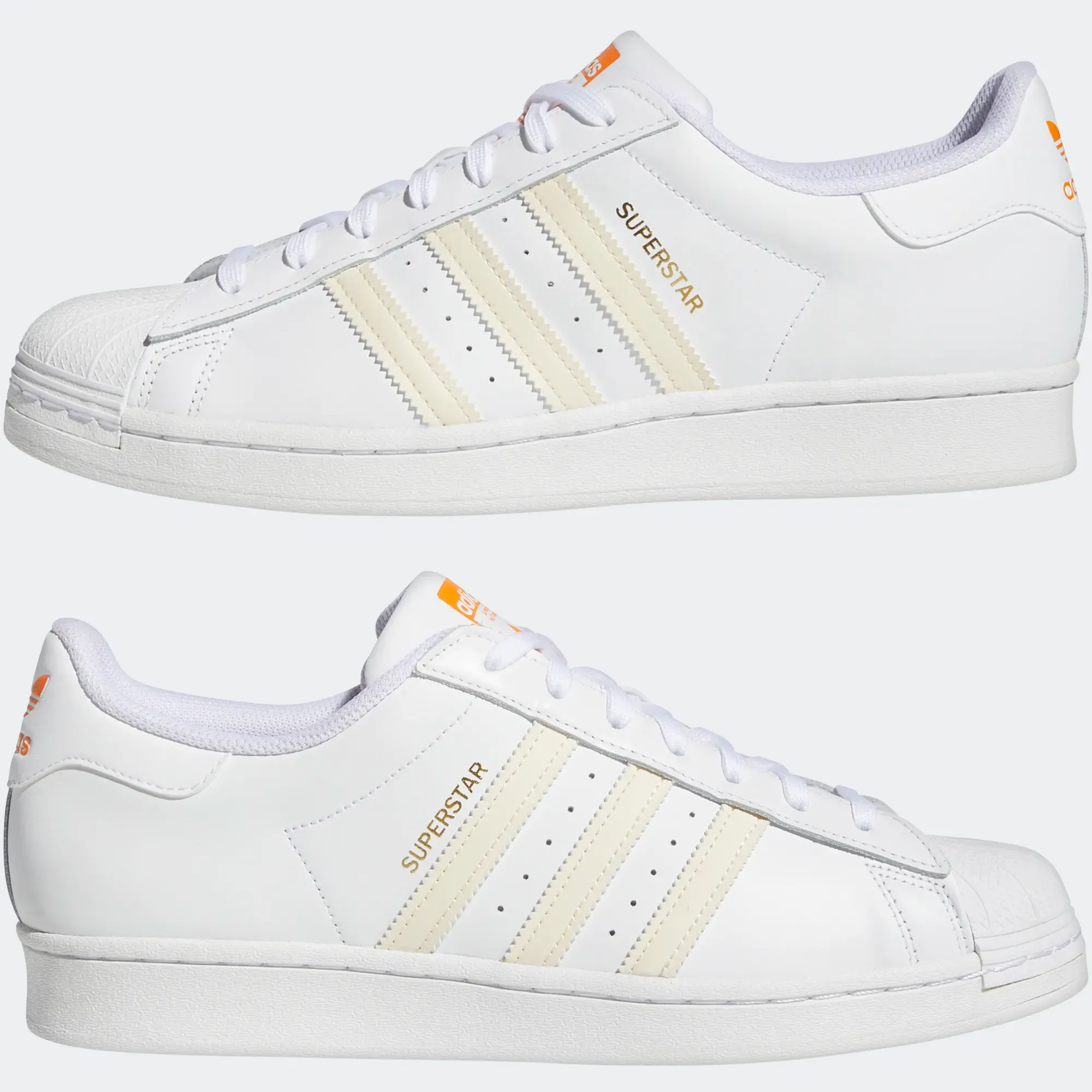 Adidas Men's Superstar Shoes - Cloud White / Ecru Tint / Orange Rush