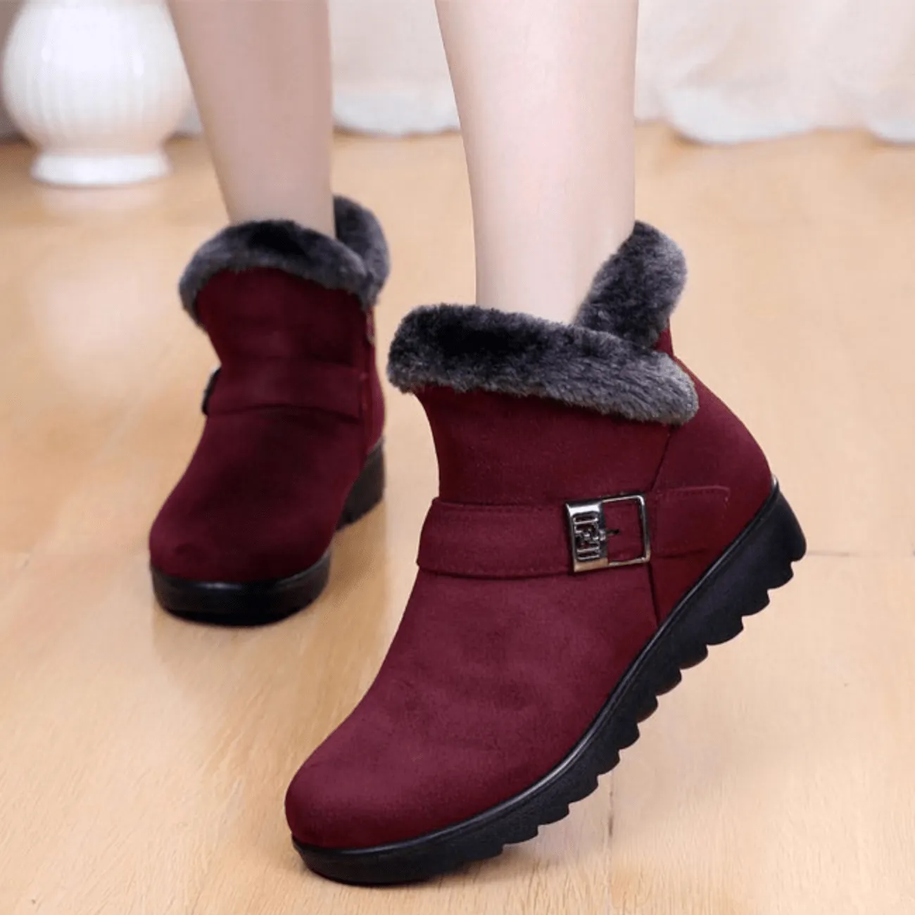 Ankle Boots with Decorative Clasp