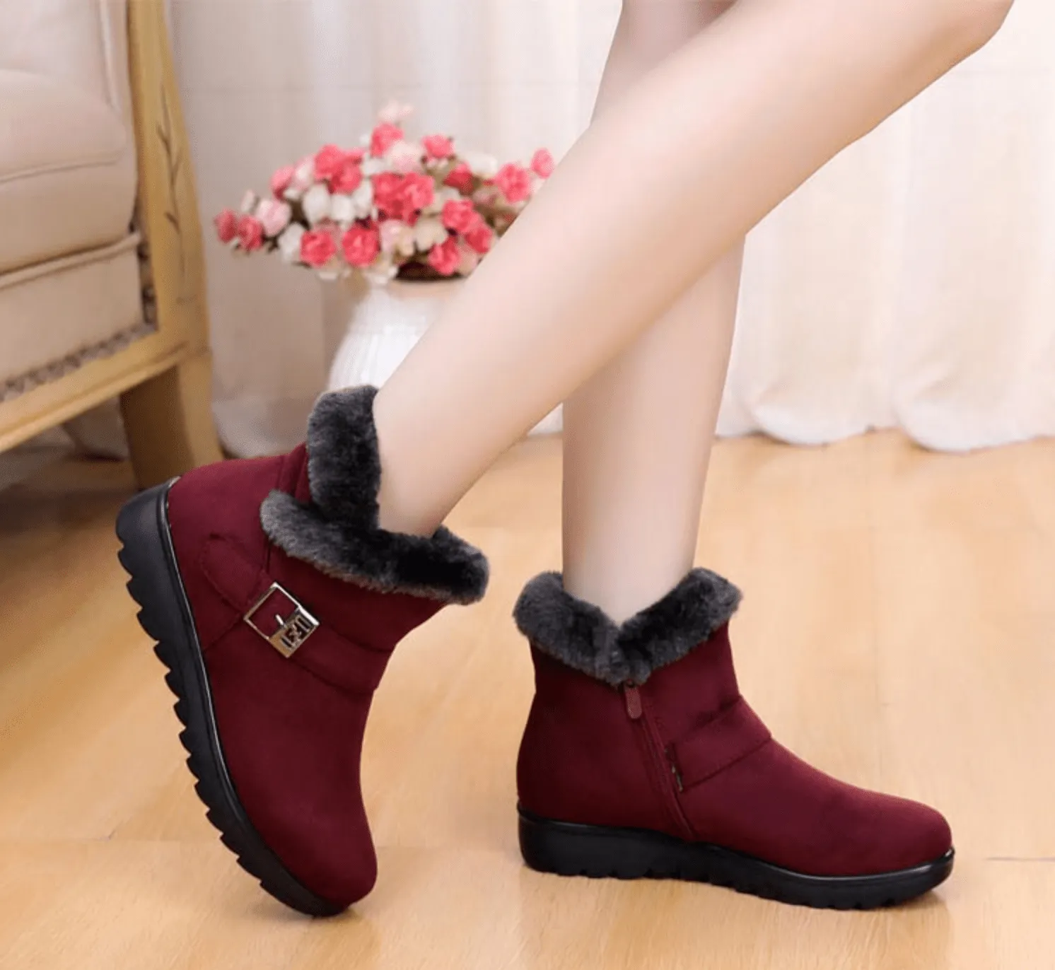 Ankle Boots with Decorative Clasp