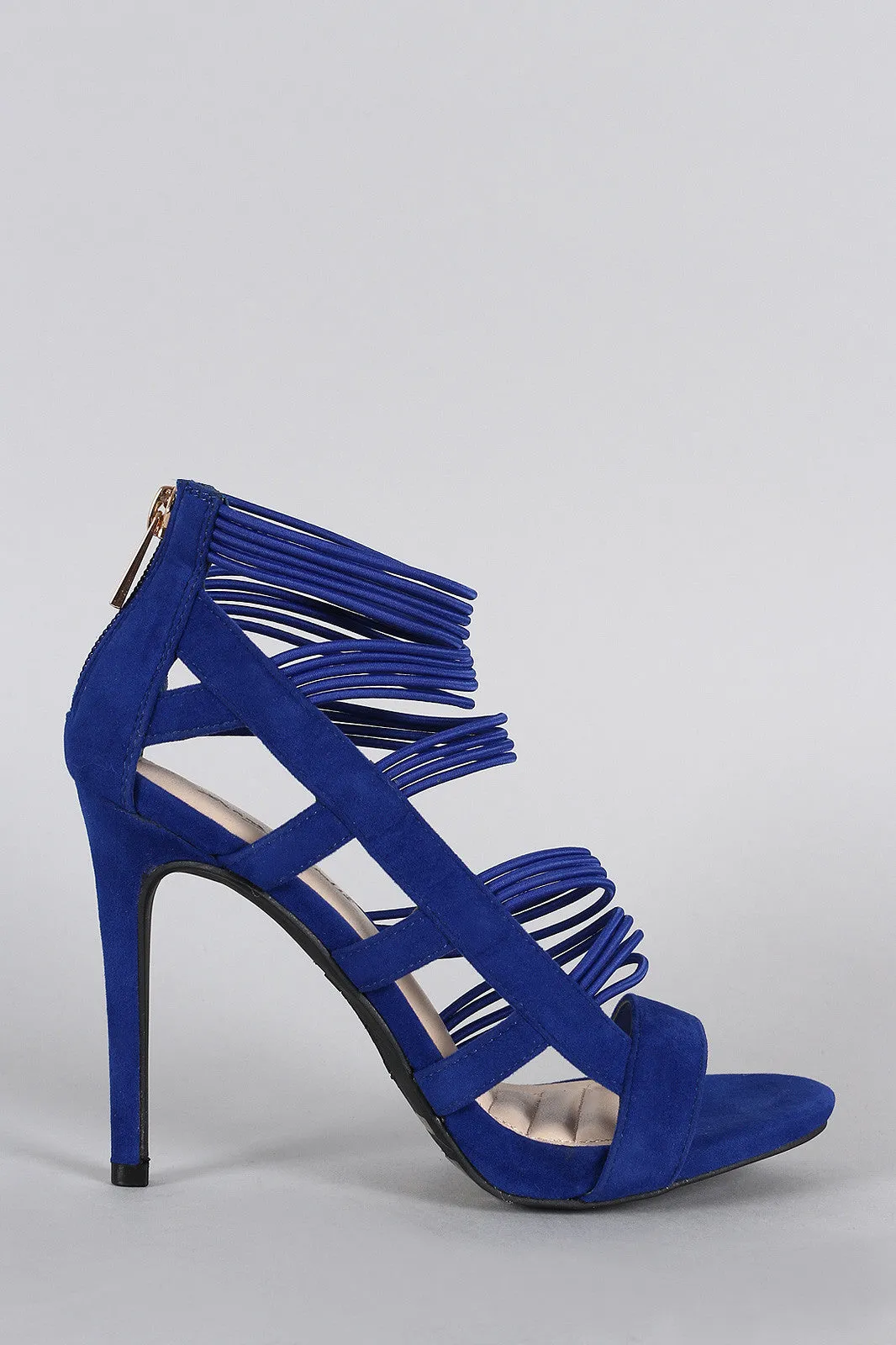 Anne Michelle Strappy Cage Cushioned Open Toe Heel