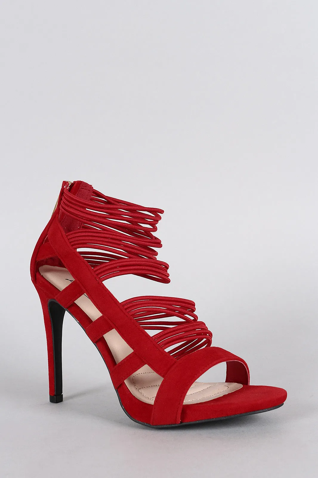 Anne Michelle Strappy Cage Cushioned Open Toe Heel