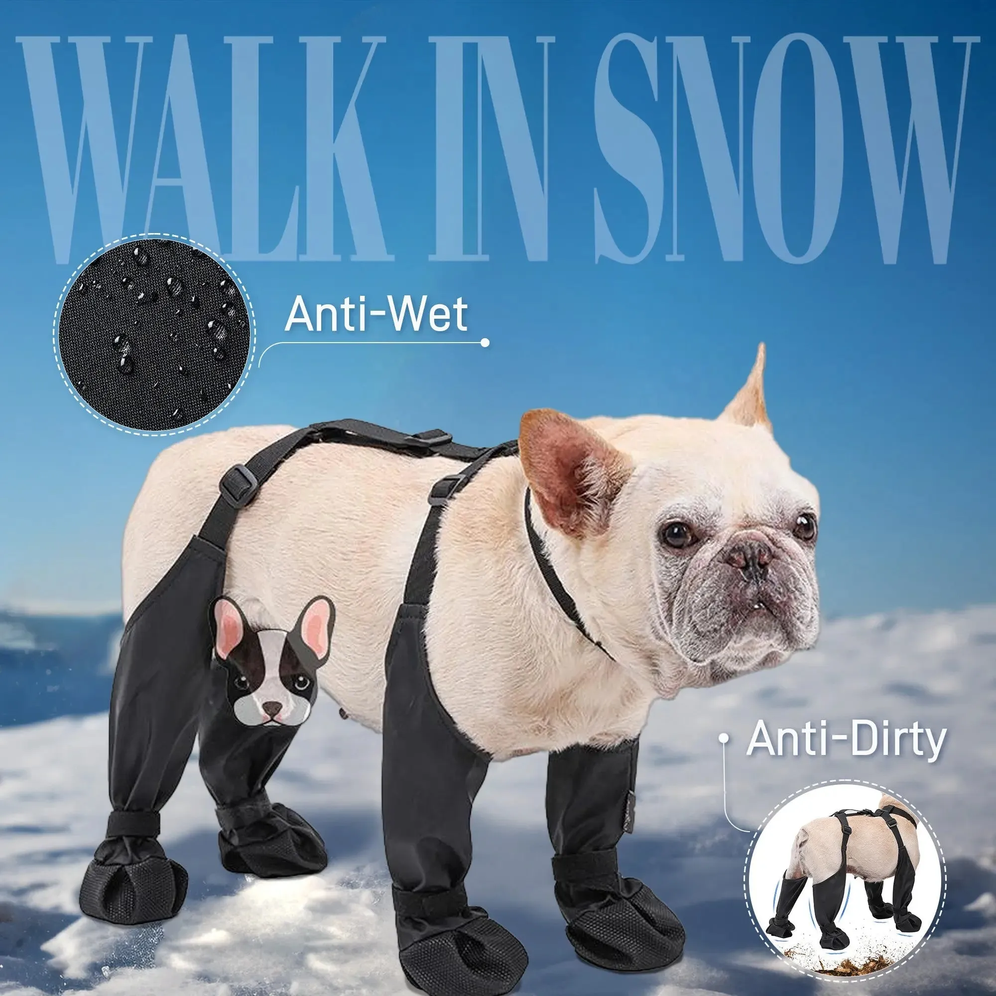 Anniepaw Adjustable Dog Boots Anti Dirty Skin Friendly Paw Protectors