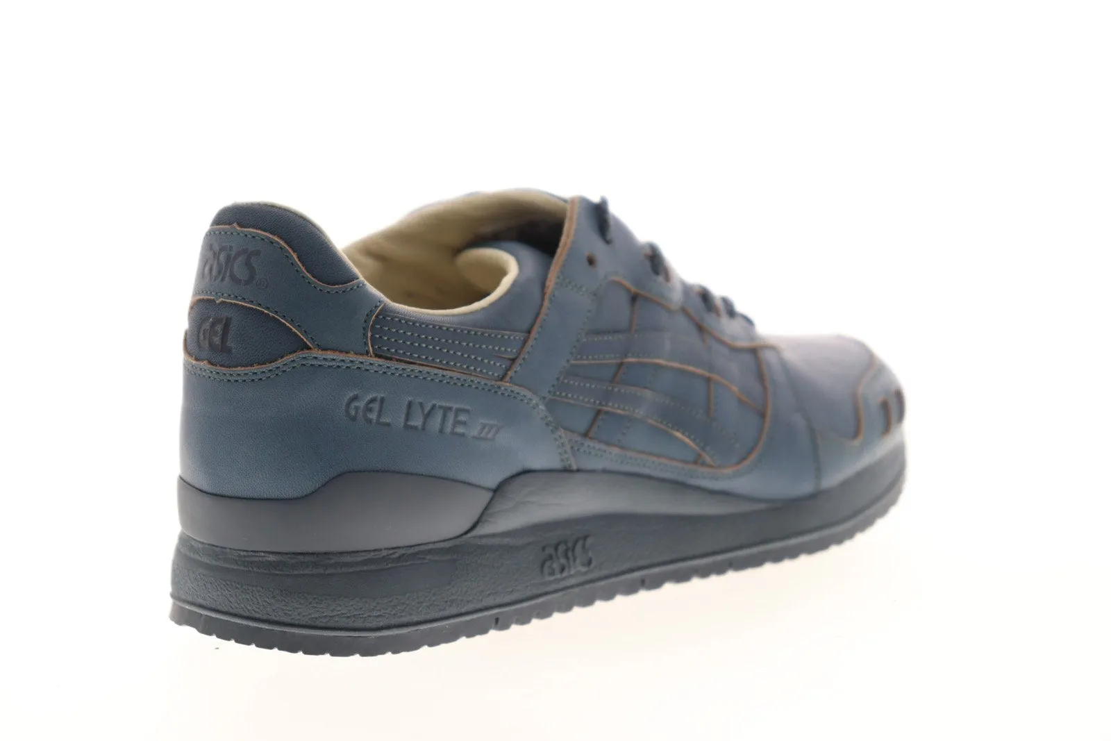 Asics Gel Lyte III HL727-4545 Mens Blue Leather Lace Up Lifestyle Sneakers Shoes