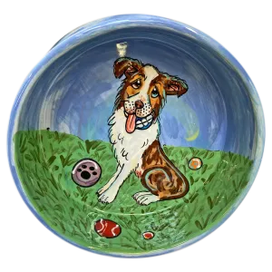 Australian Shepherd Personalized Ceramic Dog Bowl