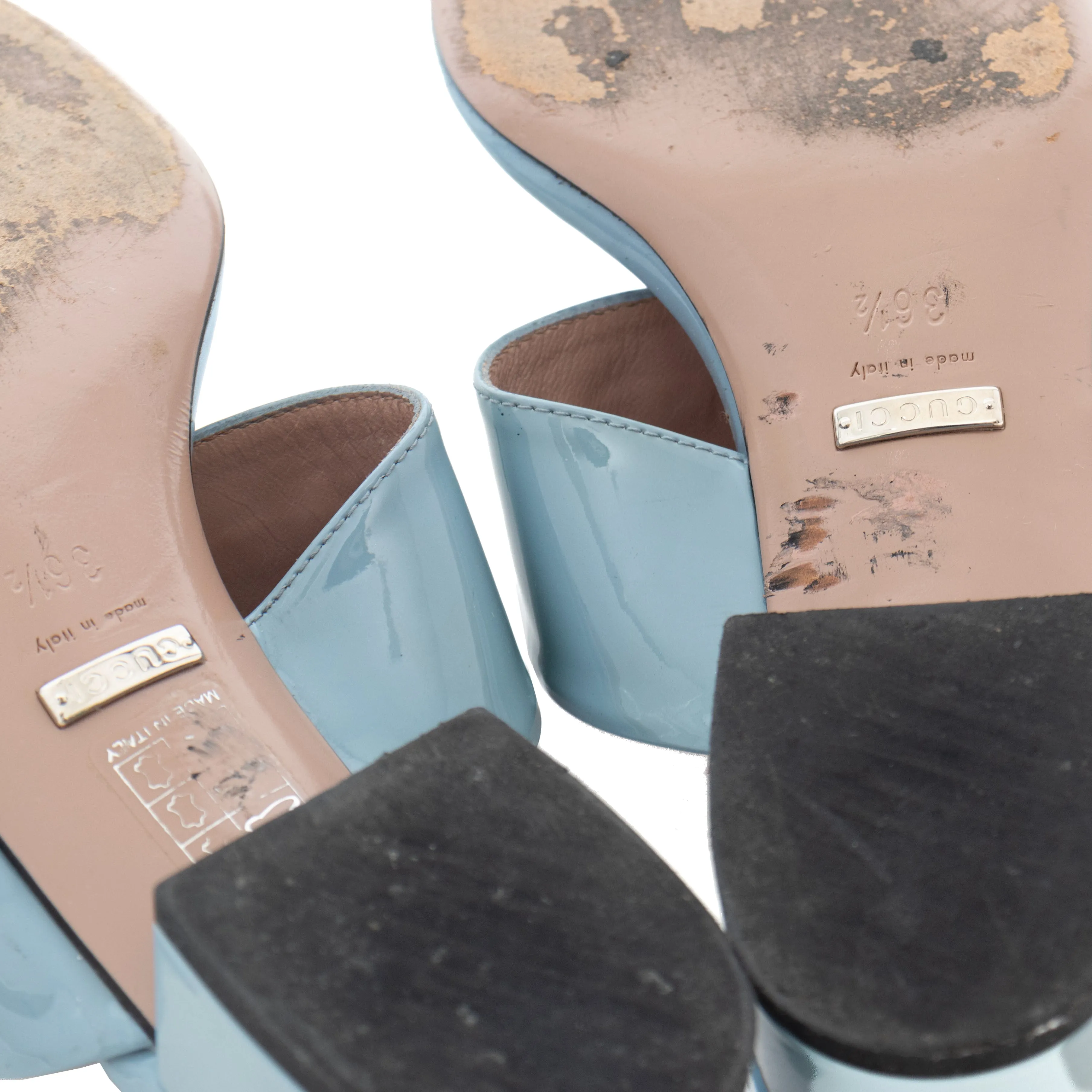 Baby Blue Patent Horsebit Sandals 36.5