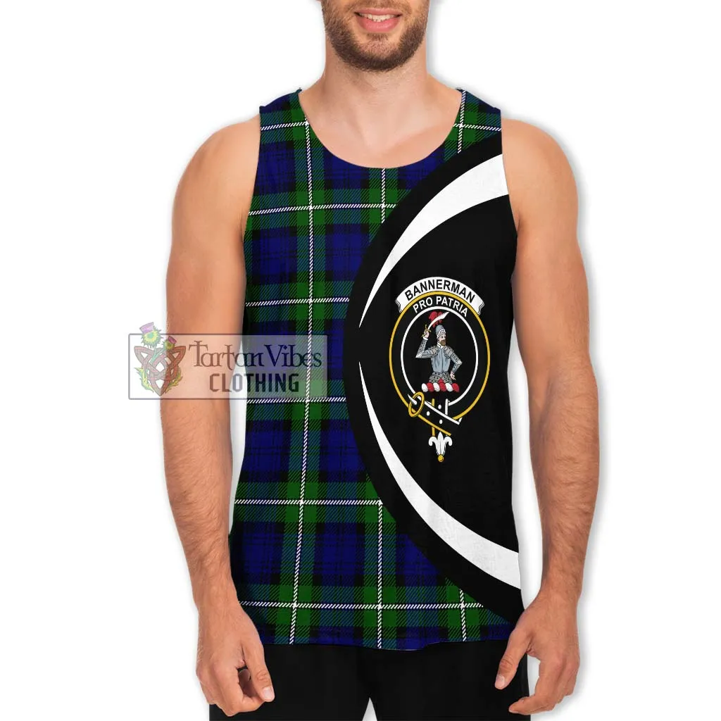 Bannerman Tartan Men's Tank Top with Family Crest Circle Style