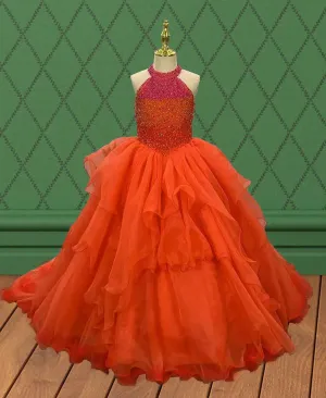 Best Beauty Colorful Beaded Bodice Kids Evening Gown