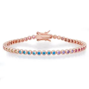 Bezel Set Rainbow Tennis Bracelet