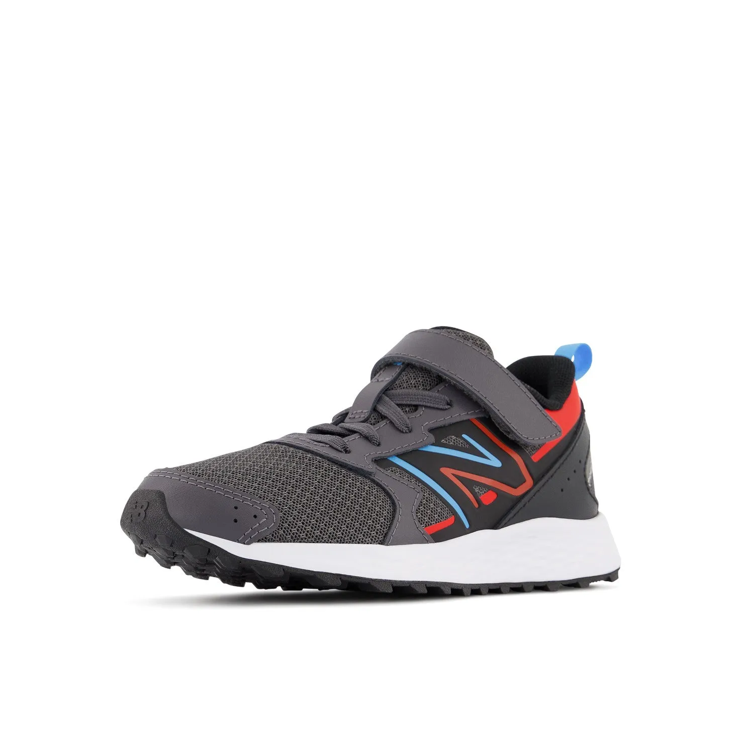 Big & Little Kid's New Balance Fresh Foam 650 Bungee Lace with Top Strap Color: Magnet with Neo Flame