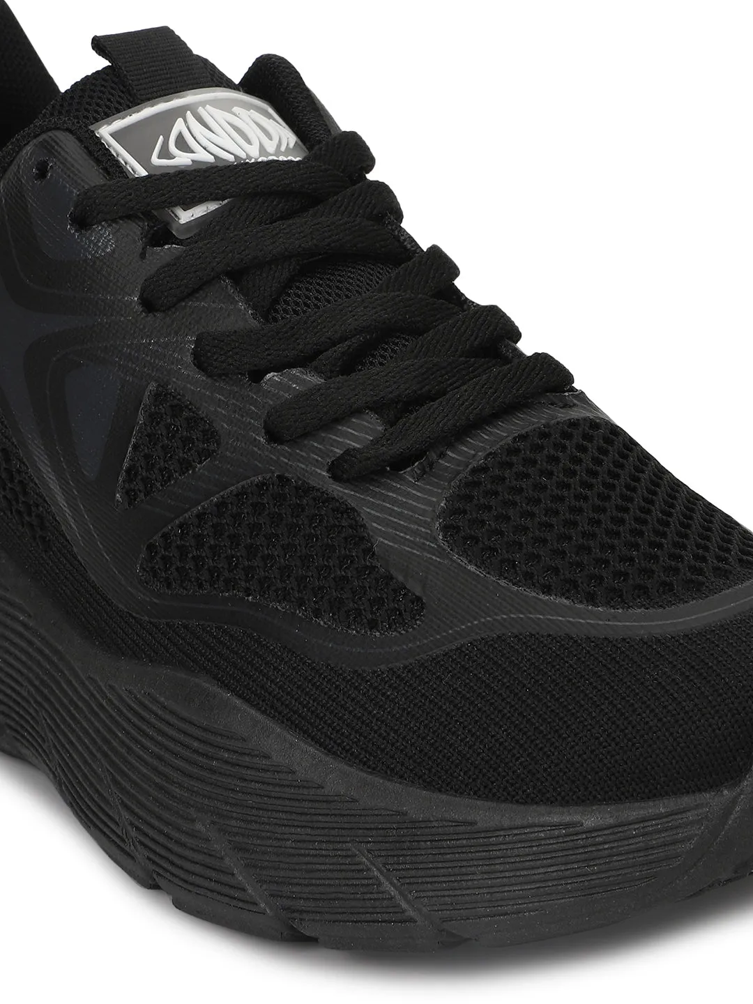 Black Mesh Lace-Up Sneakers (TC-RS3613-BLK)