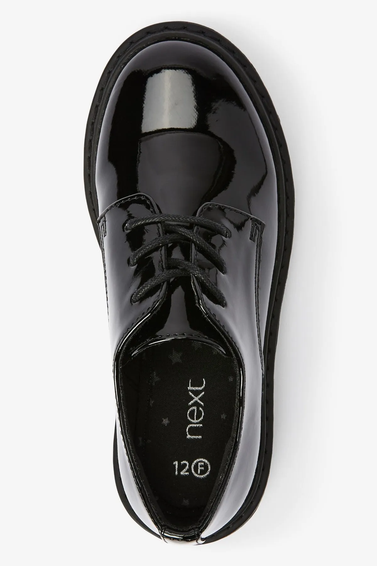 Black Patent Chunky Lace-Up Shoes For Boys