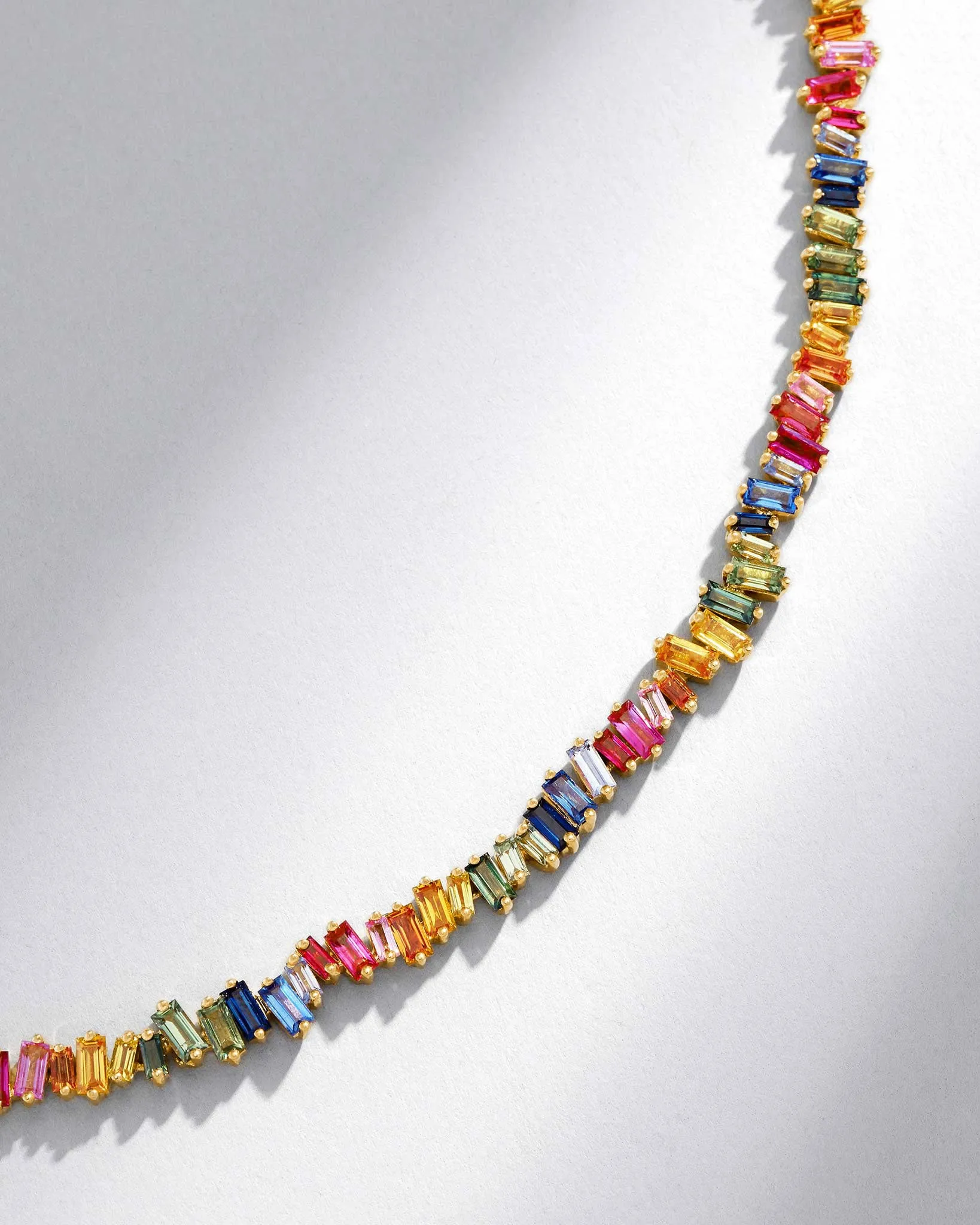 Bold Rainbow Sapphire Tennis Necklace