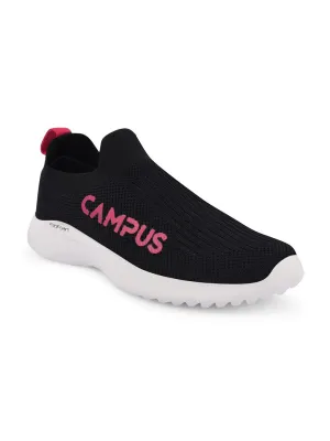 Campus Women Black Mesh Walking Sports Shoes