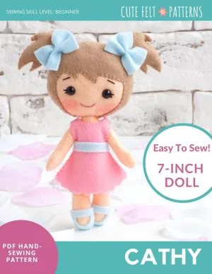 Cathy 7" Felt Doll Hand Sewing Pattern