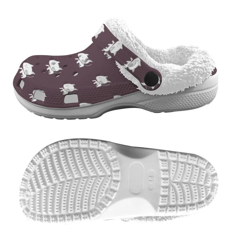 Cats Print Fleece Lined Clogs