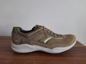 Clarks Wave Flow Lace Sports Leather Khaki Womens Sneakers