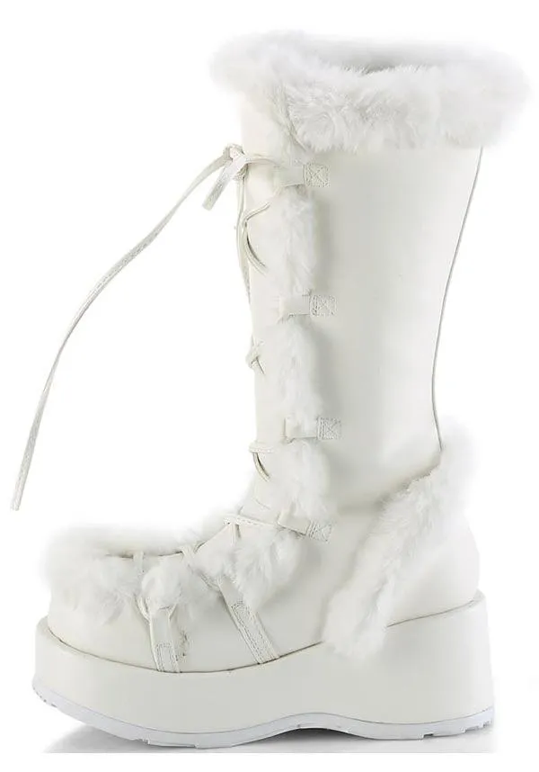 CUBBY-311 [White Vegan Leather] | PLATFORM BOOTS [PREORDER]