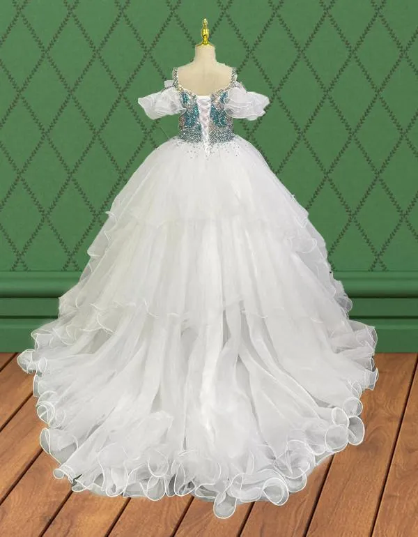 Custom Made Kids Stunning White Evening Gown