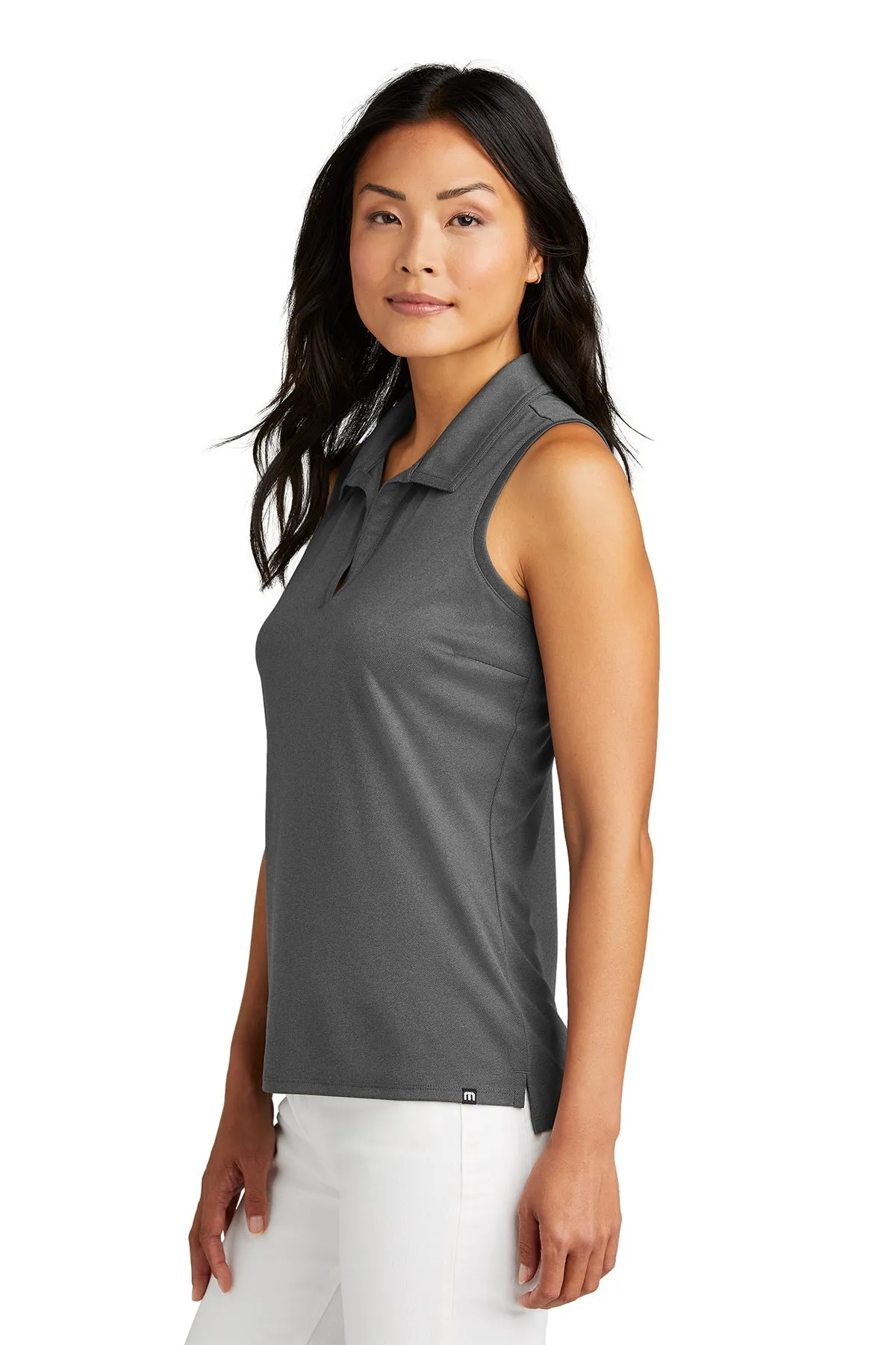 Custom TravisMathew Ladies Coto Performance Sleeveless Polo TM1WX001 Quiet Shade Grey with Black