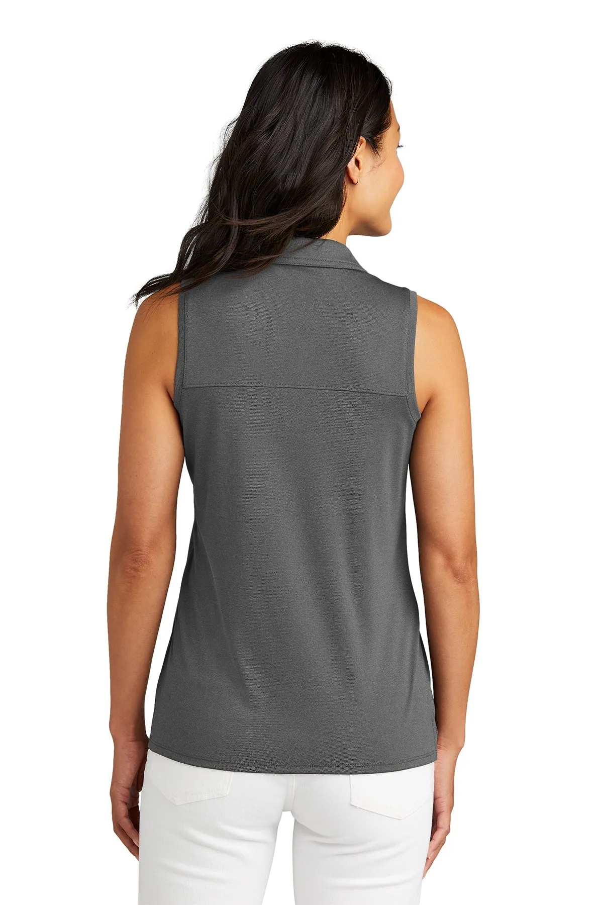 Custom TravisMathew Ladies Coto Performance Sleeveless Polo TM1WX001 Quiet Shade Grey with Black