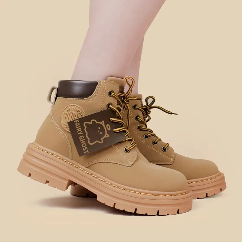 Fairy Ghost Brown Utility Boots - Women's