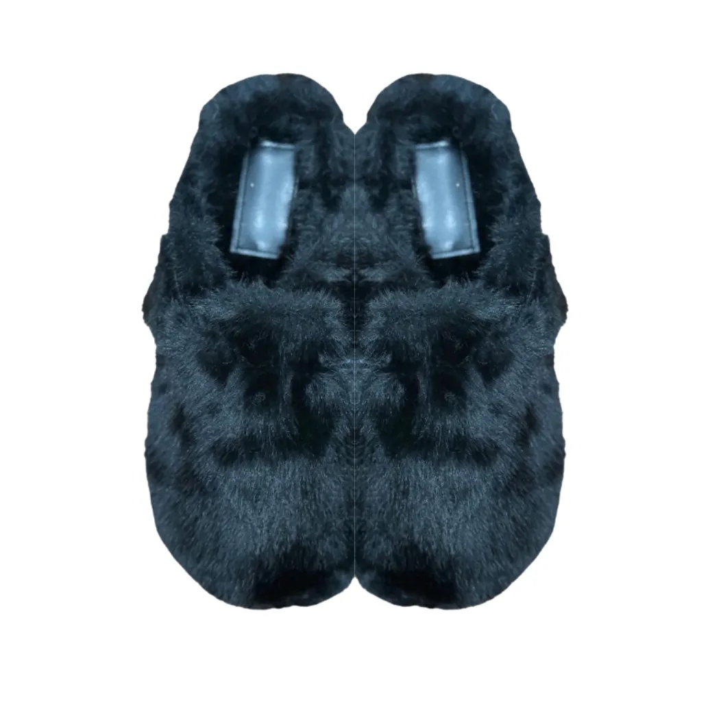 Faux Fur Clogs - Black