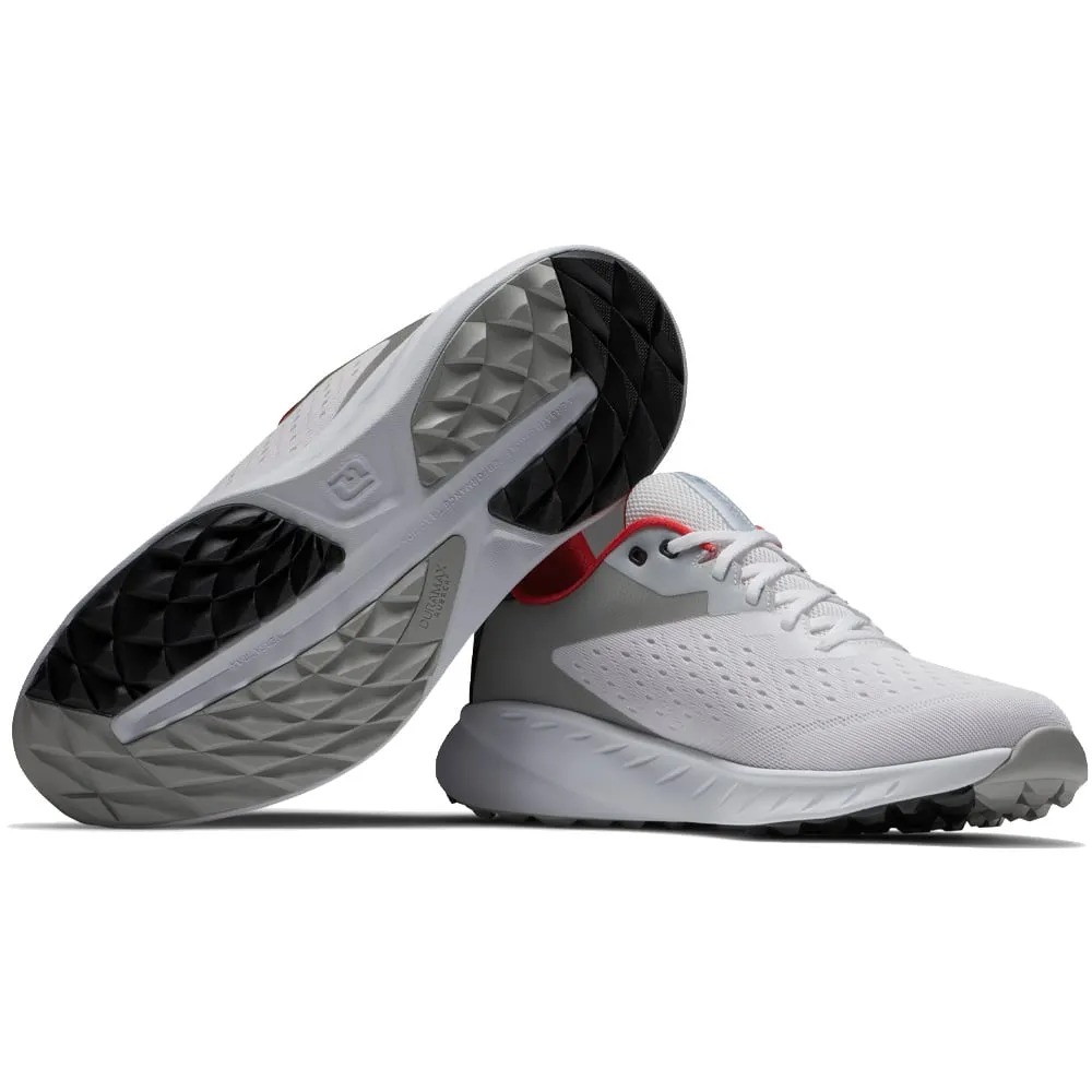 FootJoy Flex XP Spikeless Waterproof Shoes - White/Black/Red